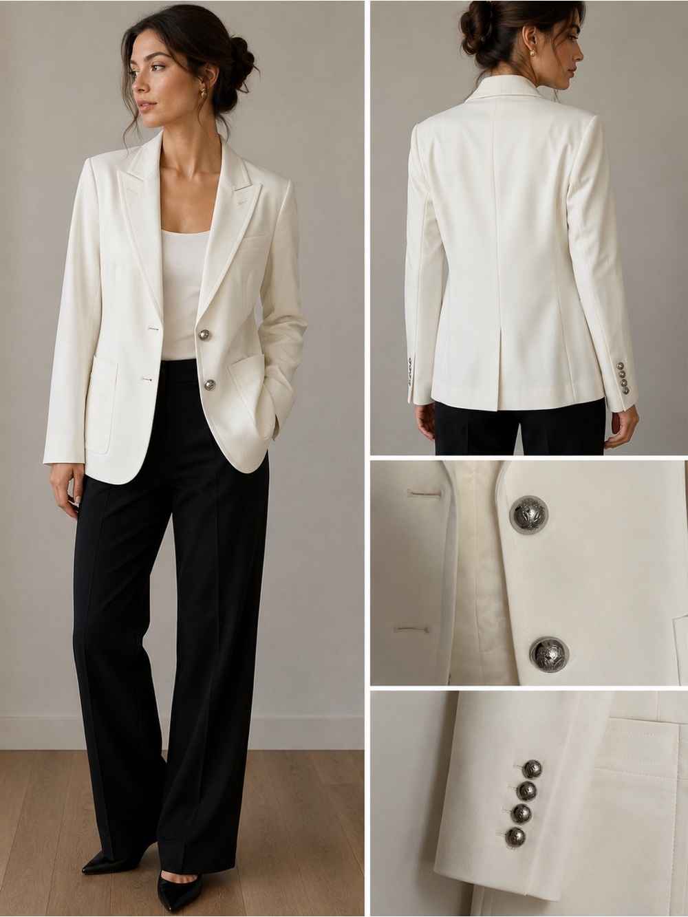 Gucci Cream/Ivory Tailored Blazer with silver buttons